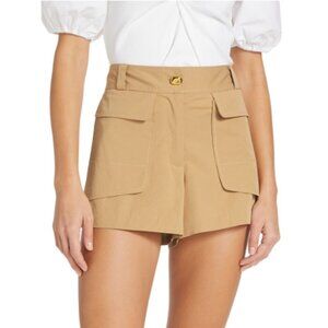Tanya Taylor PRESTON Tan Stretch Cotton Mid-Rise Pocket Shorts Sz 12 NWT